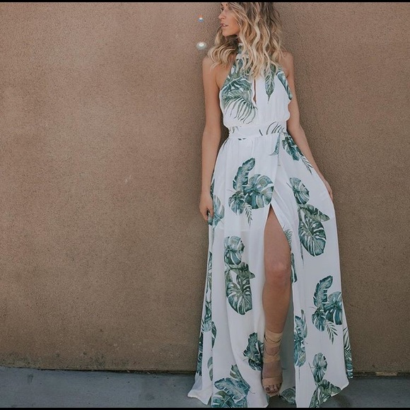 palm tree maxi dress